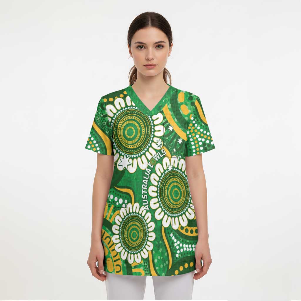 Bowls Australia Custom Scrub Top Aboriginal Art National Color - Aussie Hoodie