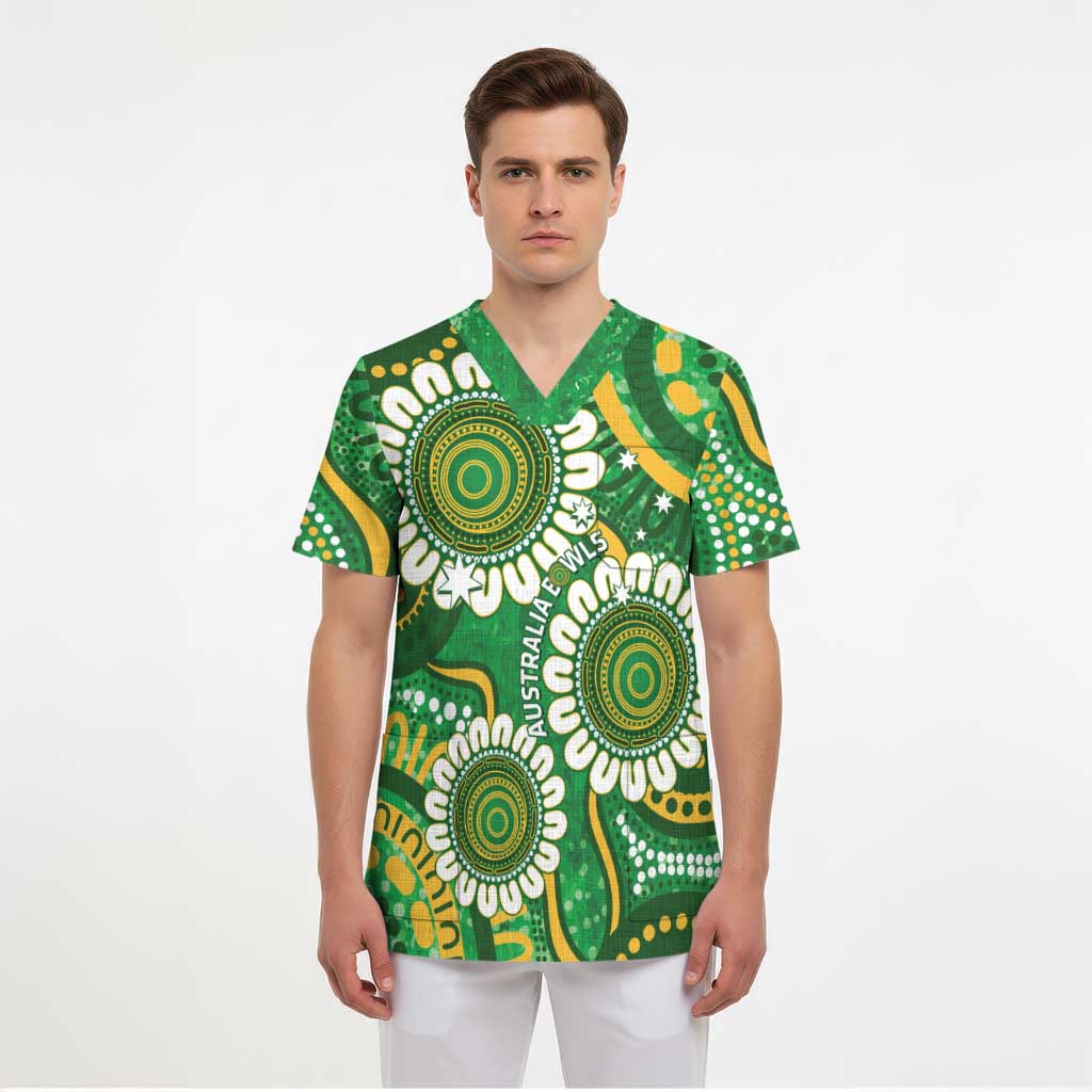 Bowls Australia Custom Scrub Top Aboriginal Art National Color - Aussie Hoodie