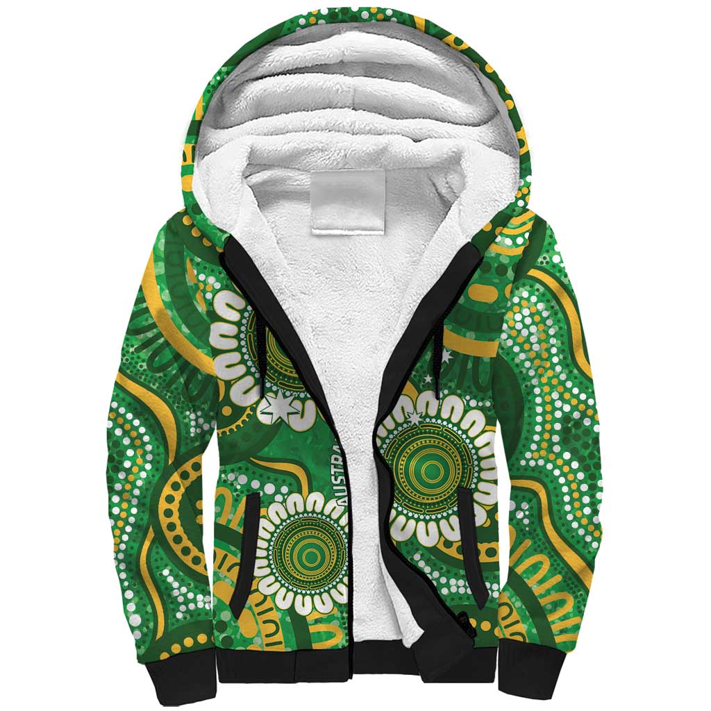 Bowls Australia Custom Sherpa Hoodie Aboriginal Art National Color - Aussie Hoodie