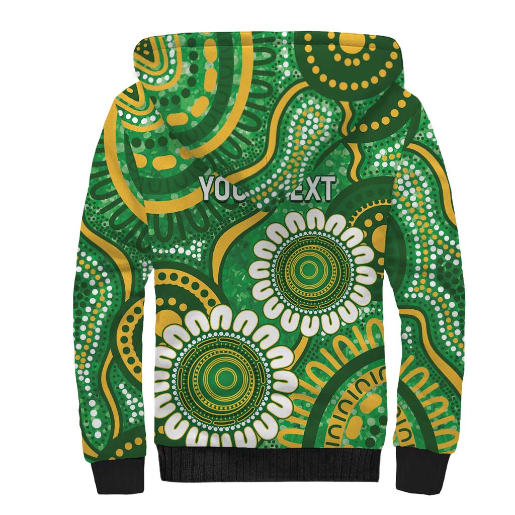 Bowls Australia Custom Sherpa Hoodie Aboriginal Art National Color - Aussie Hoodie