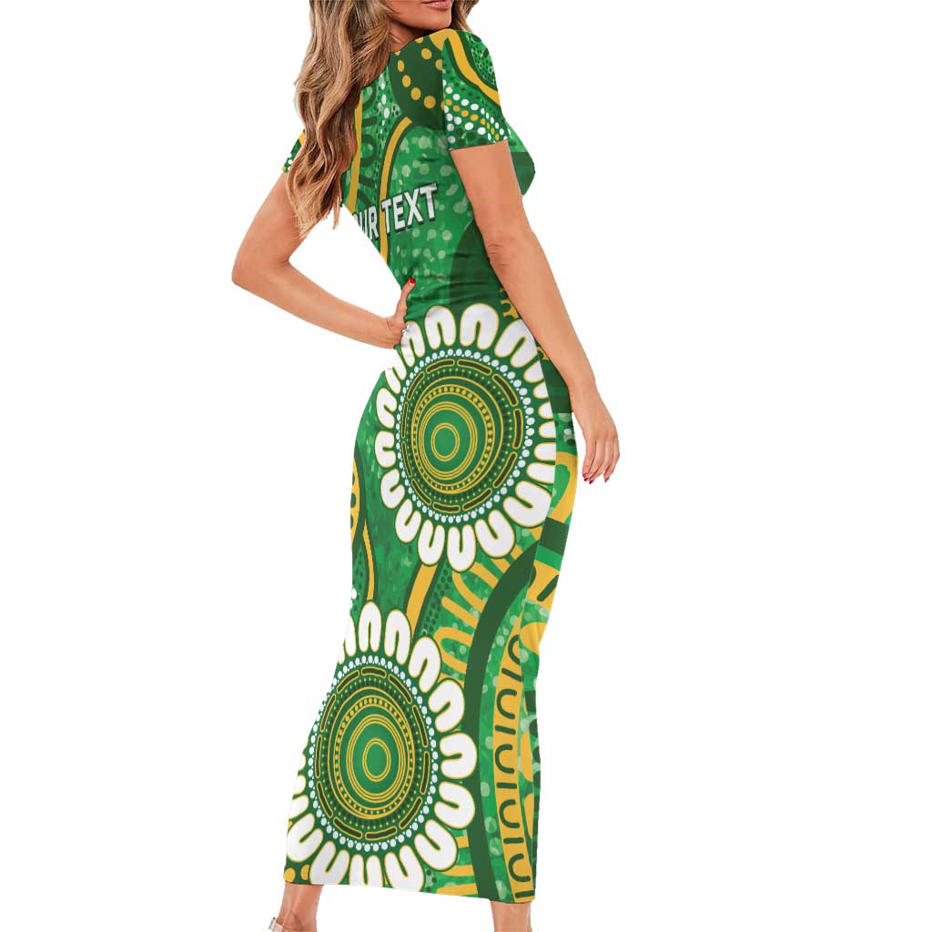 Bowls Australia Custom Short Sleeve Bodycon Dress Aboriginal Art National Color - Aussie Hoodie