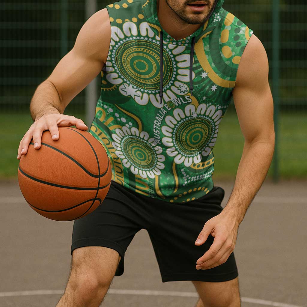Bowls Australia Custom Sleeveless Hoodie Aboriginal Art National Color - Aussie Hoodie
