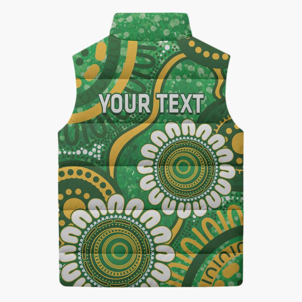 Bowls Australia Custom Sleeveless Puffer Jacket Aboriginal Art National Color - Aussie Hoodie