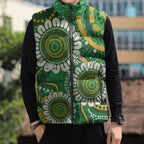 Bowls Australia Custom Sleeveless Puffer Jacket Aboriginal Art National Color - Aussie Hoodie