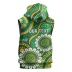 Bowls Australia Custom Sleeveless Zip Hoodie Aboriginal Art National Color - Aussie Hoodie
