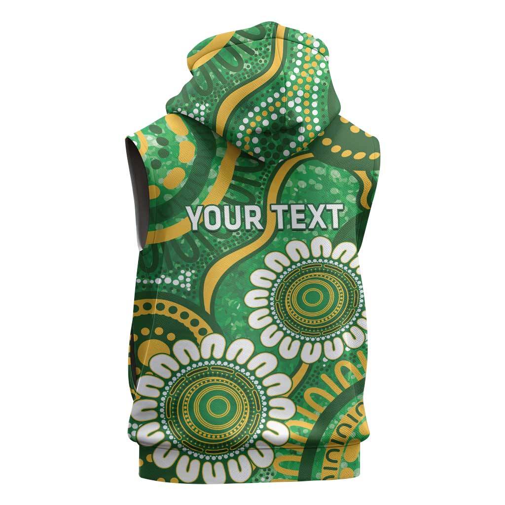 Bowls Australia Custom Sleeveless Zip Hoodie Aboriginal Art National Color - Aussie Hoodie