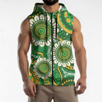 Bowls Australia Custom Sleeveless Zip Hoodie Aboriginal Art National Color - Aussie Hoodie