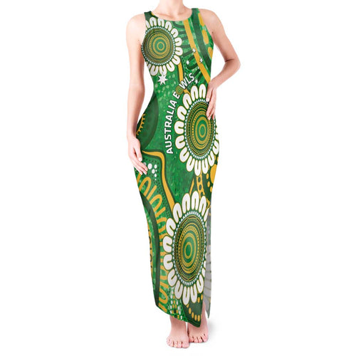 Bowls Australia Custom Tank Maxi Dress Aboriginal Art National Color - Aussie Hoodie