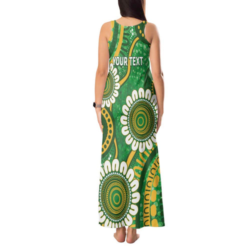 Bowls Australia Custom Tank Maxi Dress Aboriginal Art National Color - Aussie Hoodie