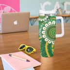 Bowls Australia Custom Tumbler With Handle Aboriginal Art National Color - Aussie Hoodie