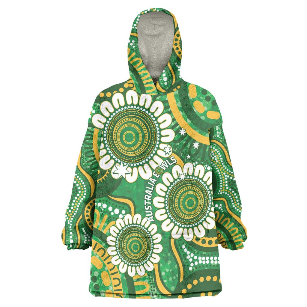 Bowls Australia Custom Wearable Blanket Hoodie Aboriginal Art National Color - Aussie Hoodie