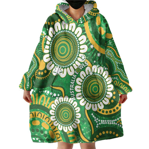 Bowls Australia Custom Wearable Blanket Hoodie Aboriginal Art National Color - Aussie Hoodie