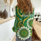 Bowls Australia Custom Women Casual Shirt Aboriginal Art National Color - Aussie Hoodie