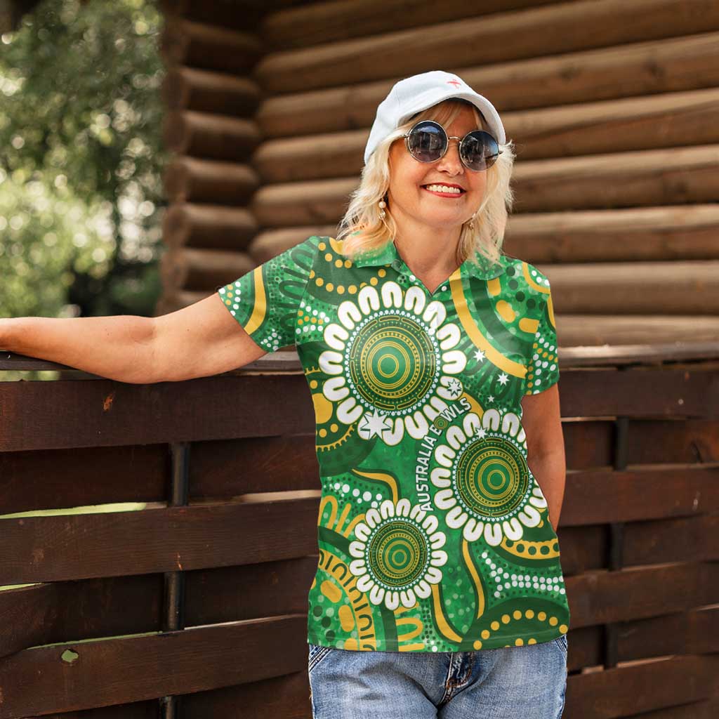 Bowls Australia Custom Women Polo Shirt Aboriginal Art National Color - Aussie Hoodie