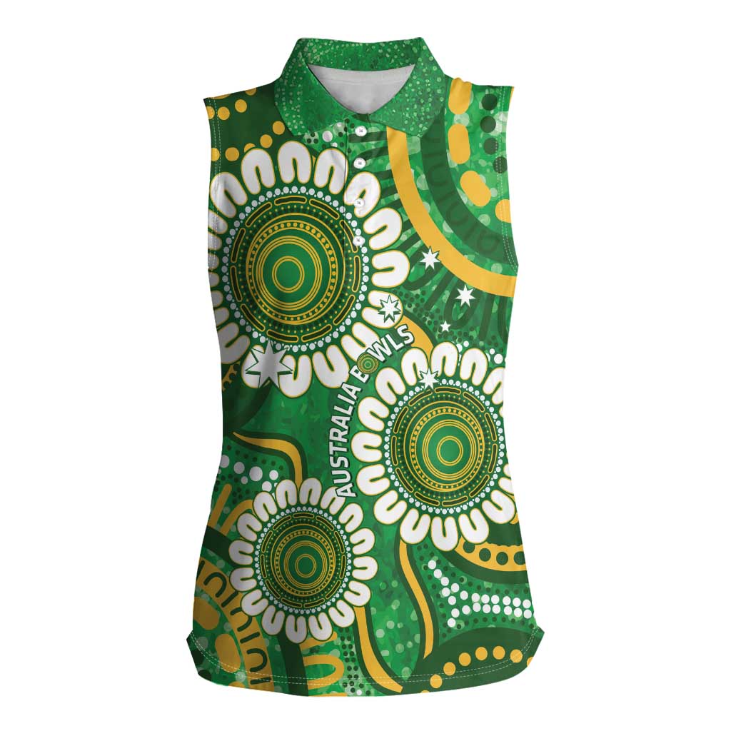 Bowls Australia Custom Women Sleeveless Polo Shirt Aboriginal Art National Color - Aussie Hoodie