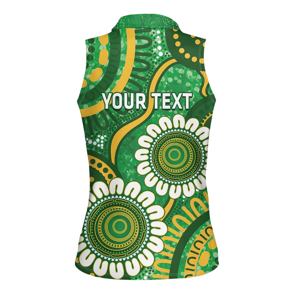 Bowls Australia Custom Women Sleeveless Polo Shirt Aboriginal Art National Color - Aussie Hoodie