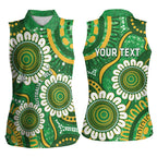 Bowls Australia Custom Women Sleeveless Polo Shirt Aboriginal Art National Color - Aussie Hoodie