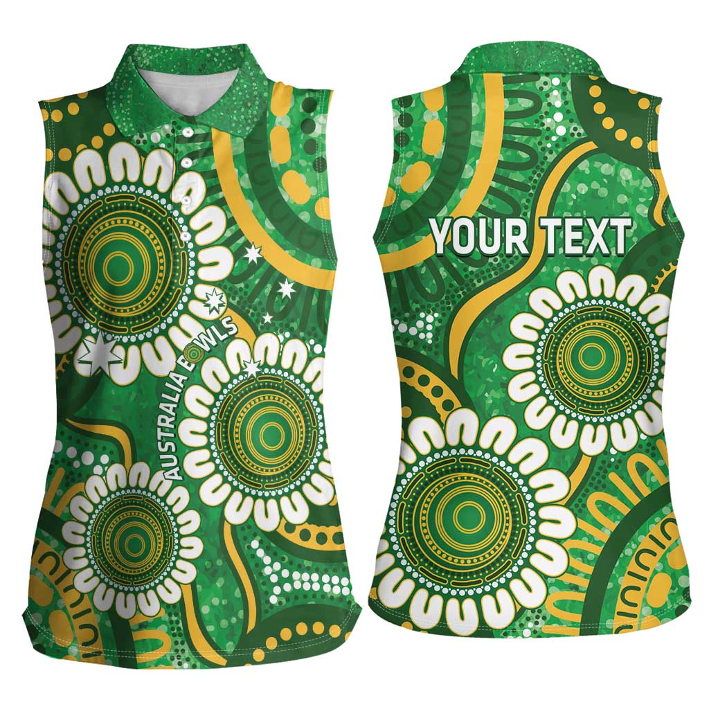 Bowls Australia Custom Women Sleeveless Polo Shirt Aboriginal Art National Color - Aussie Hoodie