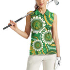 Bowls Australia Custom Women Sleeveless Polo Shirt Aboriginal Art National Color - Aussie Hoodie