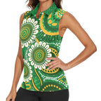 Bowls Australia Custom Women Sleeveless Polo Shirt Aboriginal Art National Color - Aussie Hoodie