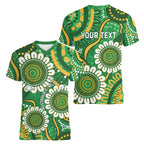 Bowls Australia Custom Women V-Neck T-Shirt Aboriginal Art National Color - Aussie Hoodie