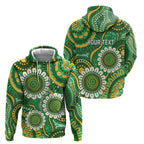Bowls Australia Custom Zip Hoodie Aboriginal Art National Color - Aussie Hoodie