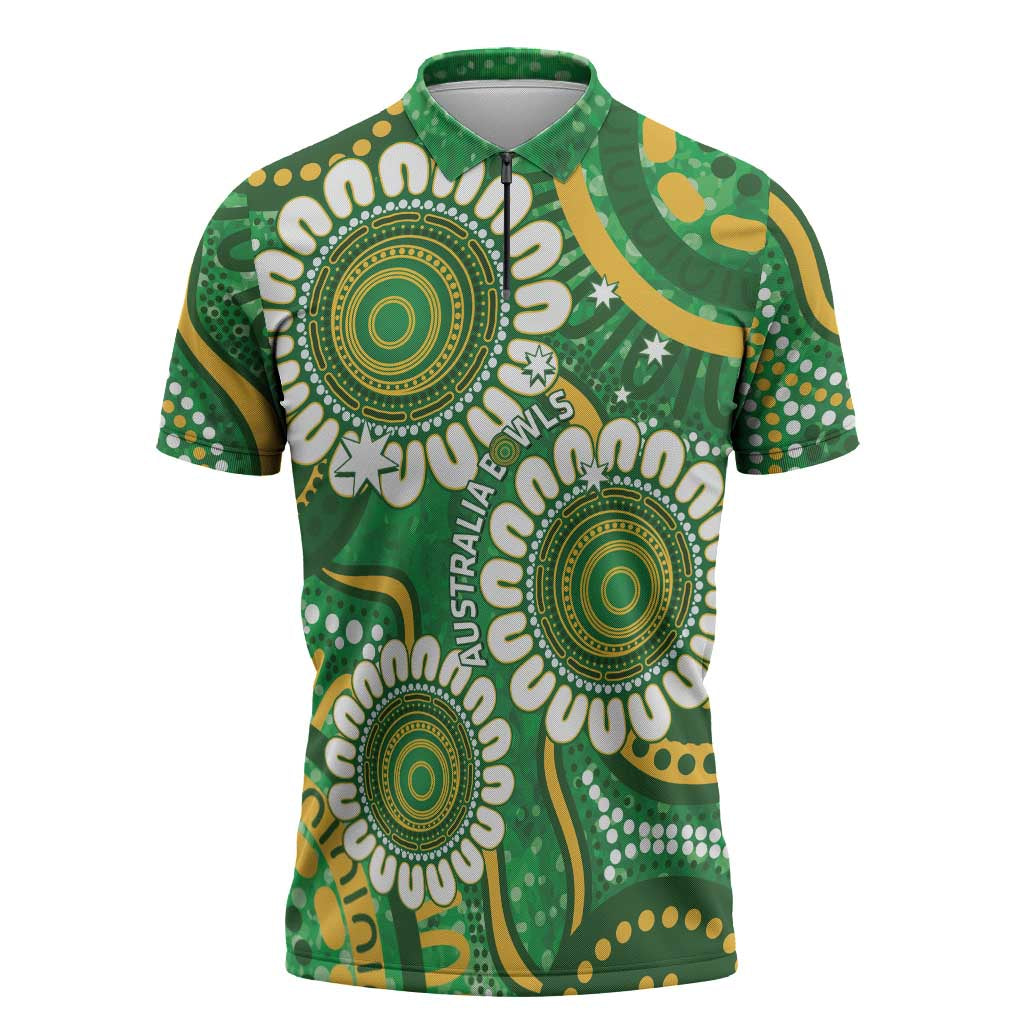 Bowls Australia Custom Zipper Polo Shirt Aboriginal Art National Color - Aussie Hoodie