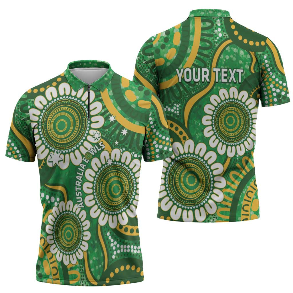 Bowls Australia Custom Zipper Polo Shirt Aboriginal Art National Color - Aussie Hoodie