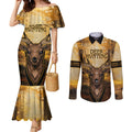 Personalised Deer Hunting Couples Matching Mermaid Dress and Long Sleeve Button Shirt Forest Vibes