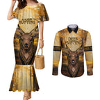 Personalised Deer Hunting Couples Matching Mermaid Dress and Long Sleeve Button Shirt Forest Vibes