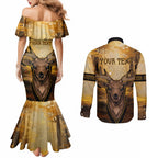 Personalised Deer Hunting Couples Matching Mermaid Dress and Long Sleeve Button Shirt Forest Vibes