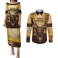 Personalised Deer Hunting Couples Matching Puletasi and Long Sleeve Button Shirt Forest Vibes