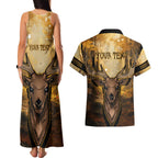 Personalised Deer Hunting Couples Matching Tank Maxi Dress and Hawaiian Shirt Forest Vibes