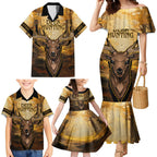 Personalised Deer Hunting Family Matching Mermaid Dress and Hawaiian Shirt Forest Vibes