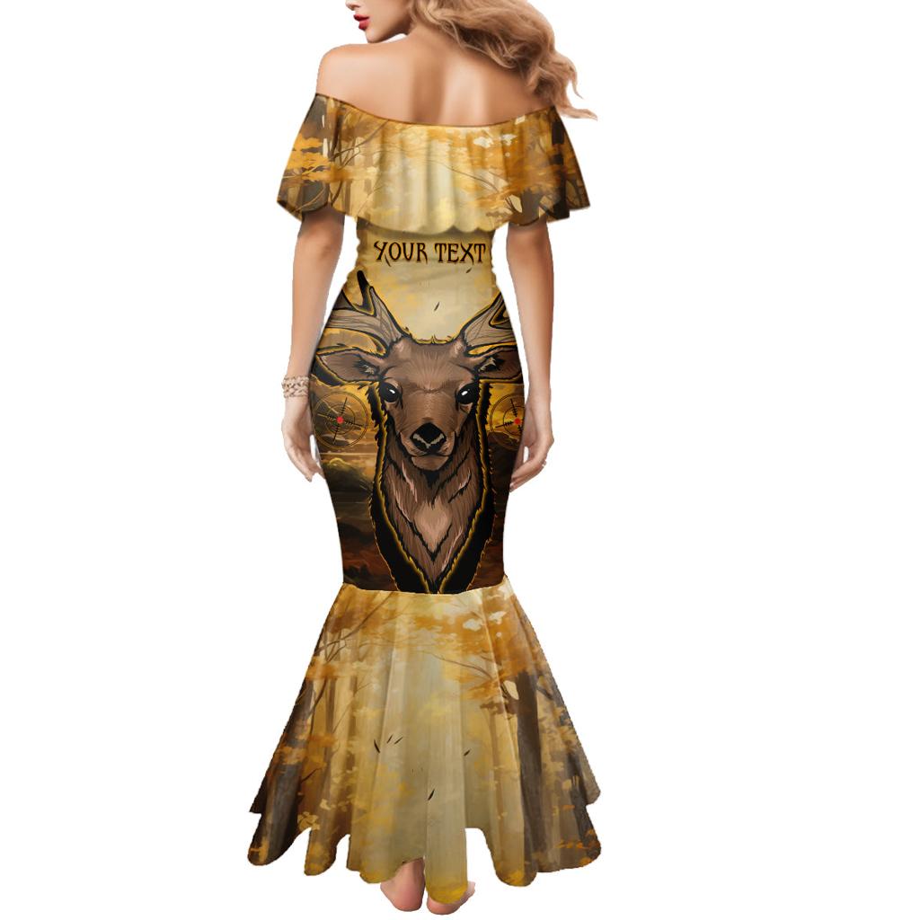 Personalised Deer Hunting Family Matching Mermaid Dress and Hawaiian Shirt Forest Vibes