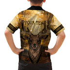 Personalised Deer Hunting Family Matching Off Shoulder Long Sleeve Dress and Hawaiian Shirt Forest Vibes