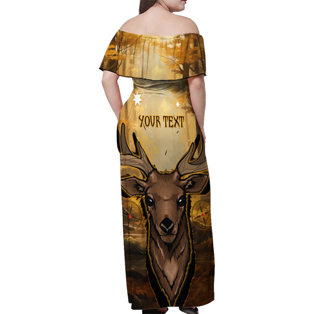 Personalised Deer Hunting Family Matching Off Shoulder Maxi Dress and Hawaiian Shirt Forest Vibes