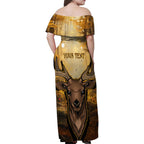 Personalised Deer Hunting Family Matching Off Shoulder Maxi Dress and Hawaiian Shirt Forest Vibes