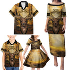 Personalised Deer Hunting Family Matching Puletasi and Hawaiian Shirt Forest Vibes