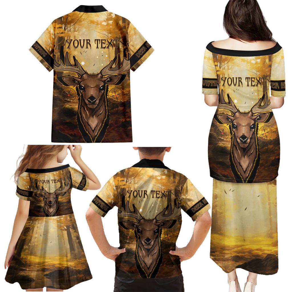 Personalised Deer Hunting Family Matching Puletasi and Hawaiian Shirt Forest Vibes