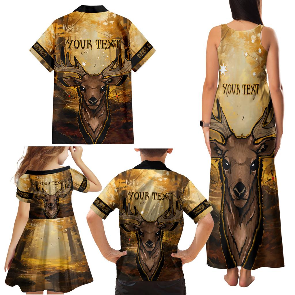 Personalised Deer Hunting Family Matching Tank Maxi Dress and Hawaiian Shirt Forest Vibes