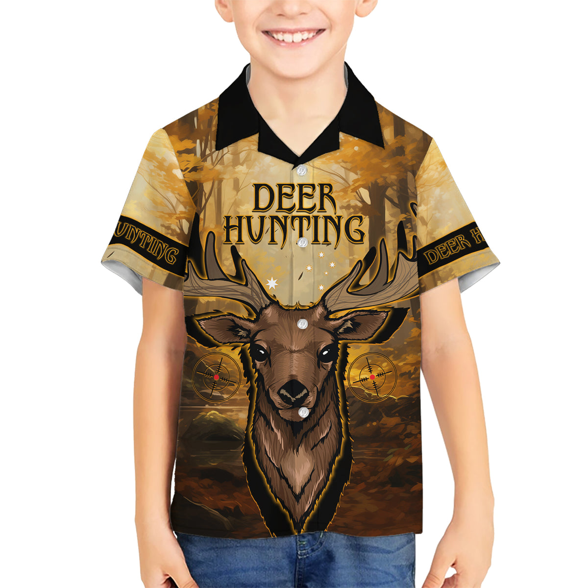 Personalised Deer Hunting Kid Hawaiian Shirt Forest Vibes
