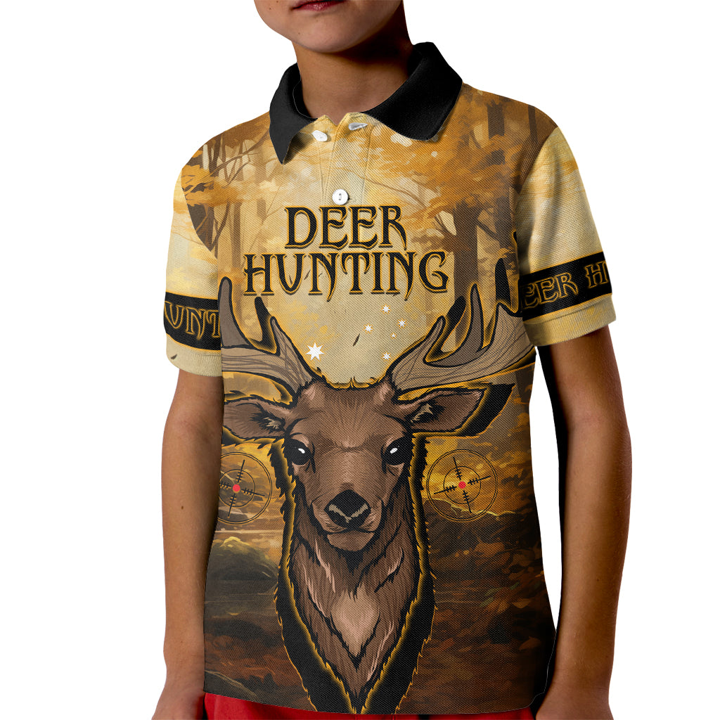 Personalised Deer Hunting Kid Polo Shirt Forest Vibes