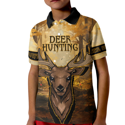 Personalised Deer Hunting Kid Polo Shirt Forest Vibes