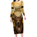 Personalised Deer Hunting Long Sleeve Bodycon Dress Forest Vibes