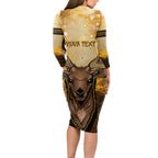 Personalised Deer Hunting Long Sleeve Bodycon Dress Forest Vibes