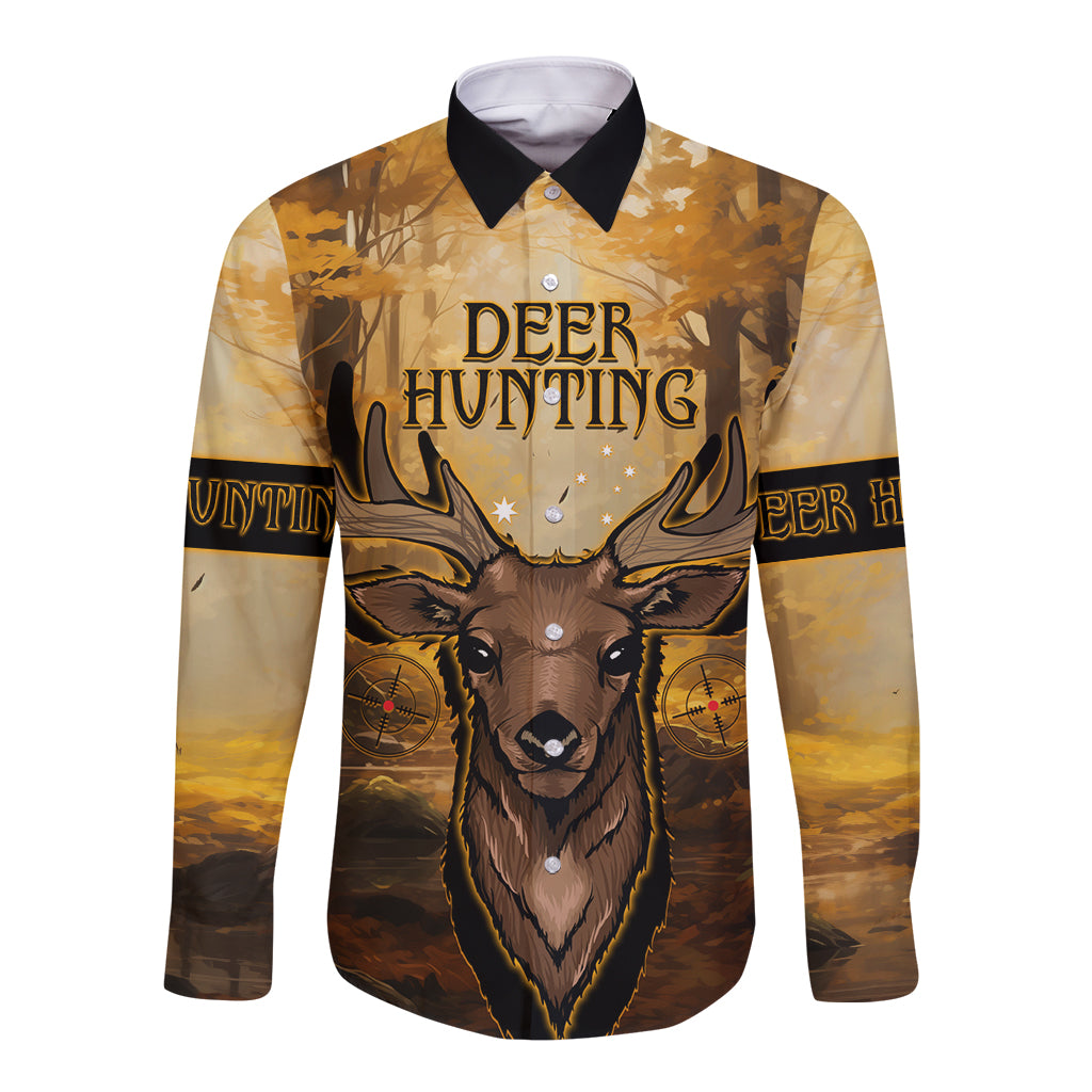 Personalised Deer Hunting Long Sleeve Button Shirt Forest Vibes