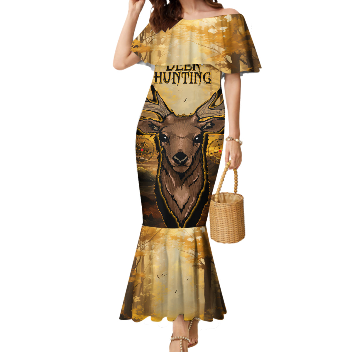 Personalised Deer Hunting Mermaid Dress Forest Vibes