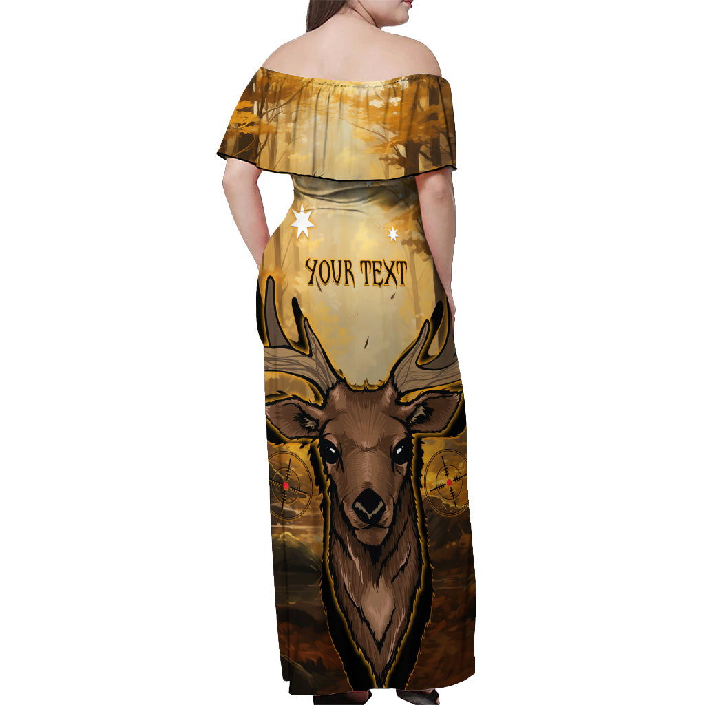 Personalised Deer Hunting Off Shoulder Maxi Dress Forest Vibes