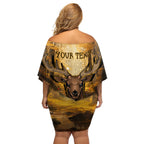 Personalised Deer Hunting Off Shoulder Short Dress Forest Vibes